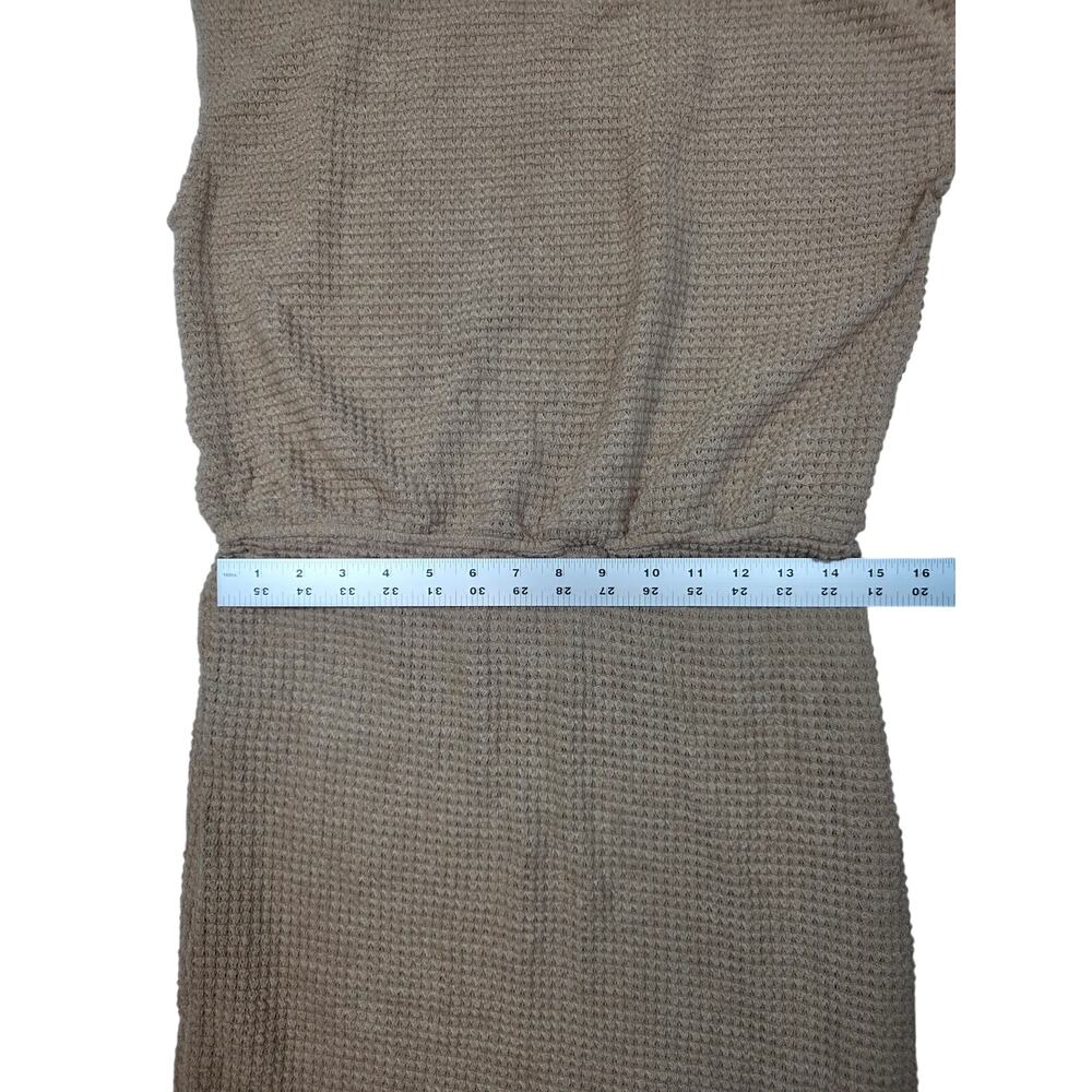 NWT L‎ Cupshe Tan Waffle-Knit Dress w/Shoulder Tie, Cap Sleeve & Skirt-Lining - Picture 8 of 11